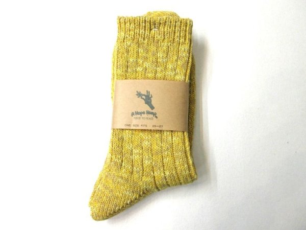 画像1: A HOPE HEMP　     SHSX-009ネップリブ編みヘンプソックス                　Oats Yellow (1)