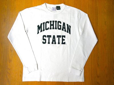 画像1: CHAMPION   T1011ロングスリーブTシャツ　　　　MICHIGAN(ホワイト)