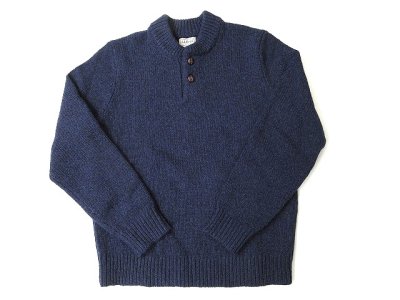 画像1: L.L.Bean   　Classic Ragg Wool Henley Sweater            NAUT NAVY