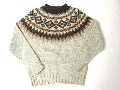 画像1: HARLEY OF SCOTLAND　FAIRISLE YORK CREW SWEATER　      PORTLAND(オートミール/ブラウン)